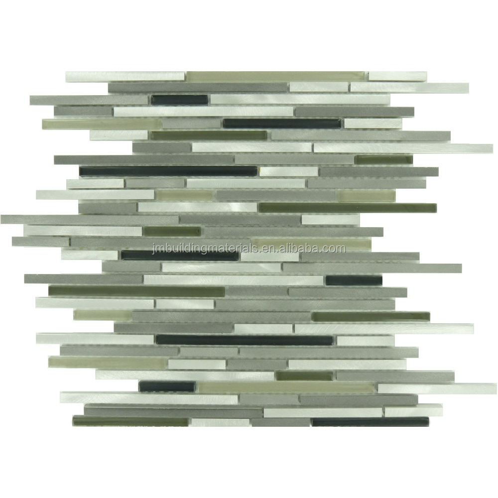 metallic grey peel and stick glass mix aluminium mosaic tiles