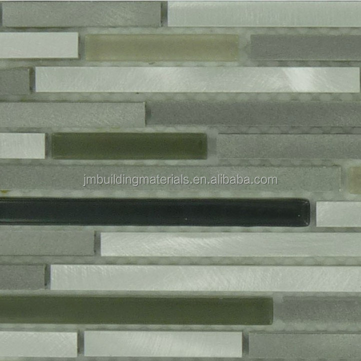 metallic grey peel and stick glass mix aluminium mosaic tiles