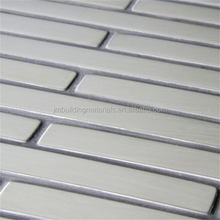 hairline silver brick stainless steel mosaic tile-- metal mosaic