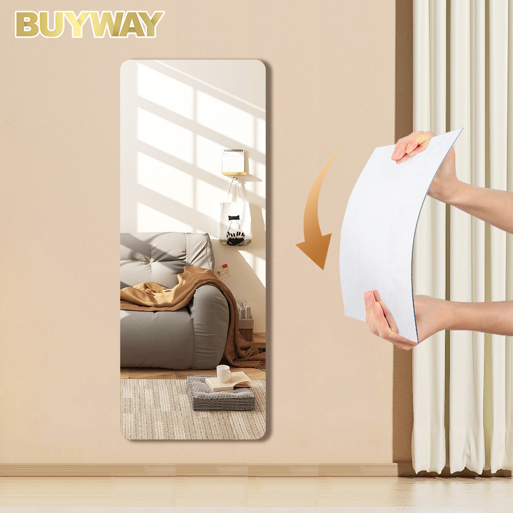 Hot Selling Flexible Acrylic Plastic Mirror Sheets Wall Stickers Glass Full Length Frameless Full Body Mirror Tiles for Bedroom