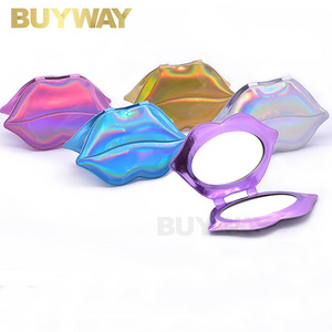 Custom Logo Multicolor Bling Shell Small Mini Double-Sided Compact Mirror Portable Pocket Mirror Makeup Shell Vanity Mirror