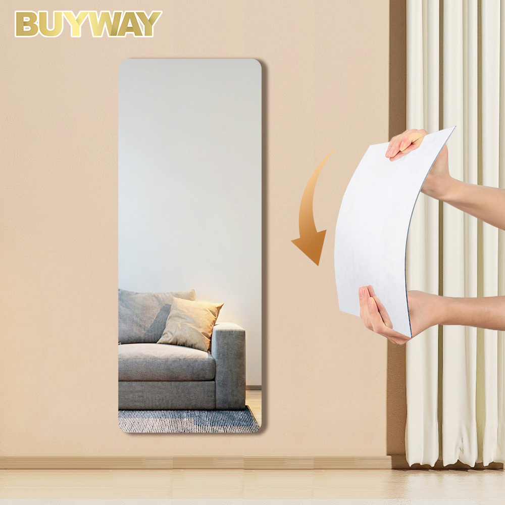 Hot Selling Flexible Acrylic Plastic Mirror Sheets Wall Stickers Glass Full Length Frameless Full Body Mirror Tiles for Bedroom