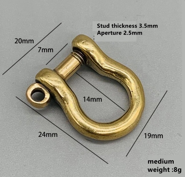 Popular Brass copper U Shape Horseshoe Buckle D buckle Purse rings strap rings for leather craft