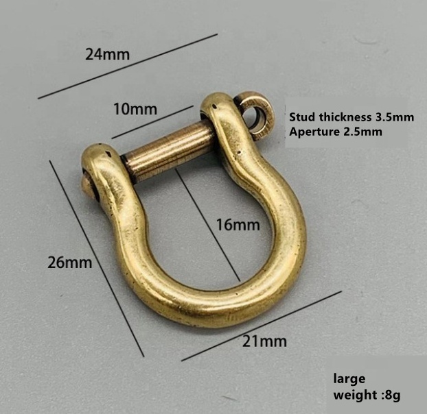 Popular Brass copper U Shape Horseshoe Buckle D buckle Purse rings strap rings for leather craft