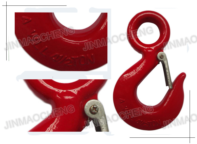 Drop Forged Lifting Eye Hoist Hook With Safety Latch Big Eye Hook