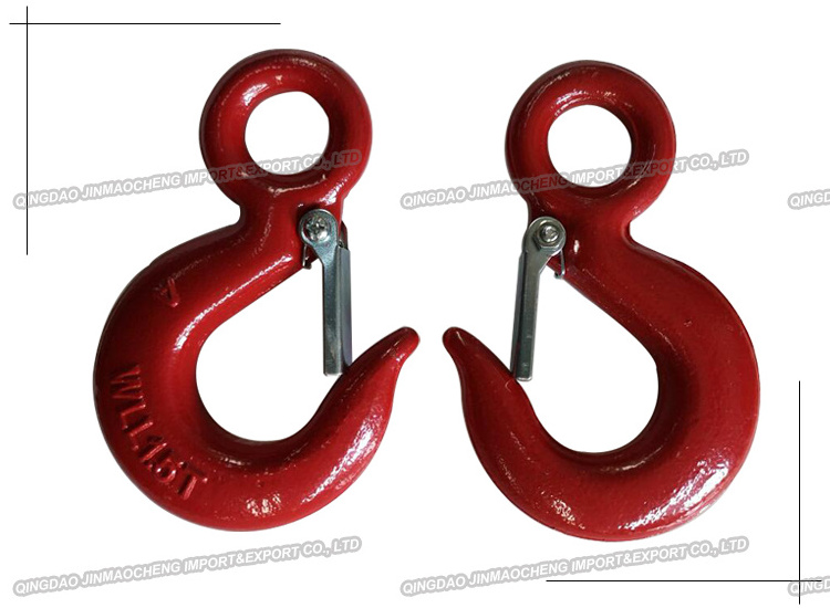 Drop Forged Lifting Eye Hoist Hook With Safety Latch Big Eye Hook