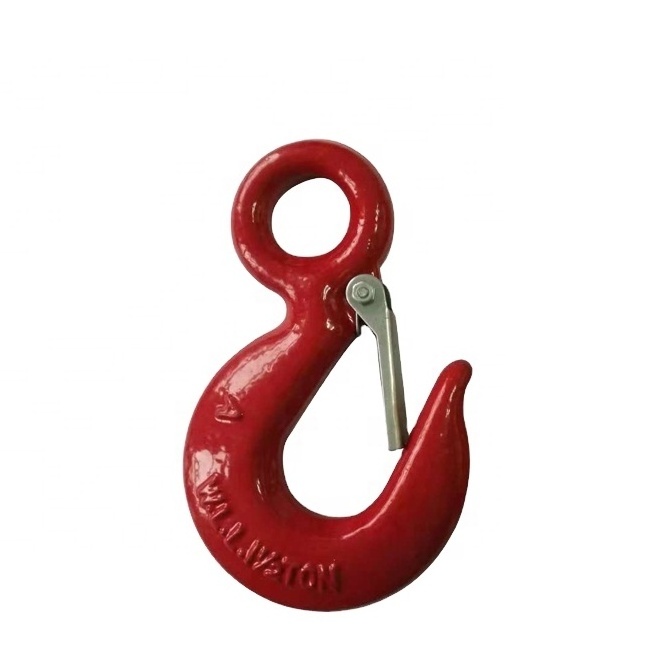 Drop Forged Lifting Eye Hoist Hook With Safety Latch Big Eye Hook