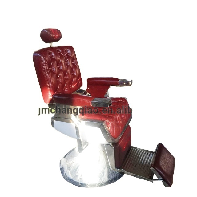 All stainless steel big barber chair/classic red barber chair