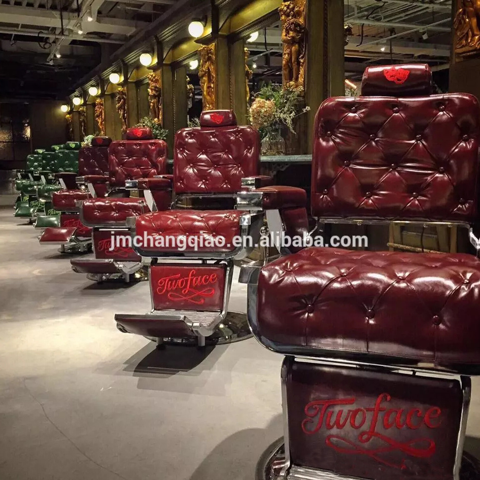 All stainless steel big barber chair/classic red barber chair