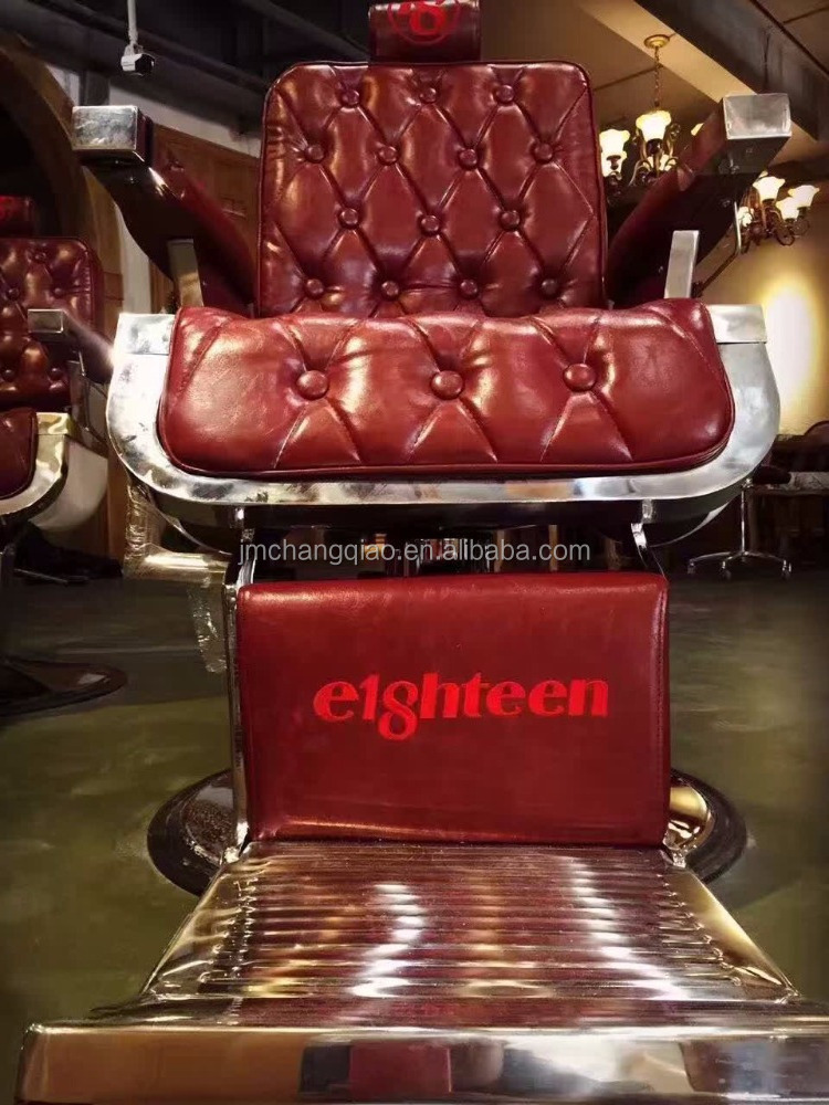 All stainless steel big barber chair/classic red barber chair