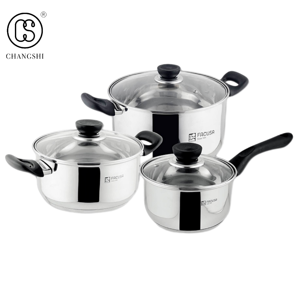 High Quality Non Sticky Cooking Pots Kitchen Sets Luxury Cookware Set Triply Stainless Steel Cookware