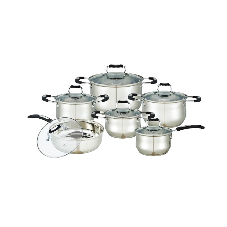 Wholesale 12pcs Cookware Set Stainless Steel Non-stick Cookware Set Cooking Set For Kitchen Wear