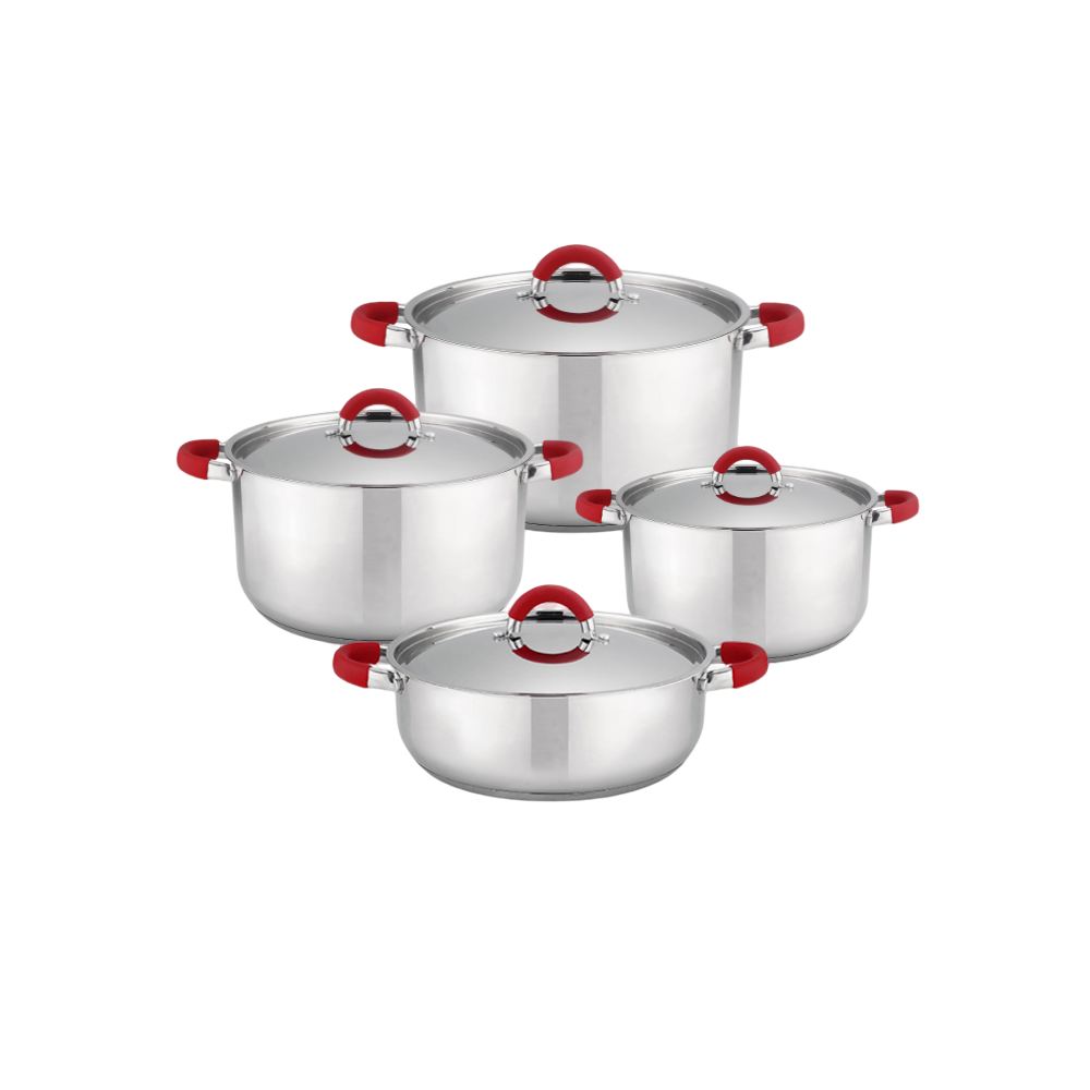 Kitchen Accessories Portable Camping Stainless Steel Non-Stick Cookware Sets 8 Piece Pots Set With Removable Handles