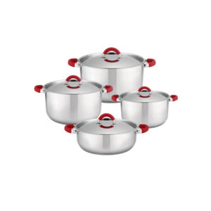 Kitchen Accessories Portable Camping Stainless Steel Non-Stick Cookware Sets 8 Piece Pots Set With Removable Handles