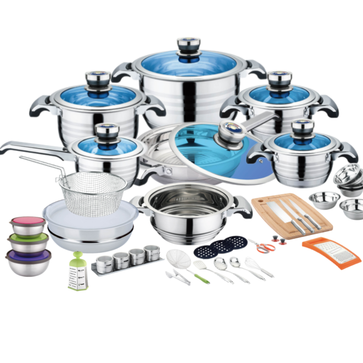 Wholesale Cookware Sets Kitchen Pot Pan Set Stainless Steel Saucepan Cookware Set with Kitchen Utensils