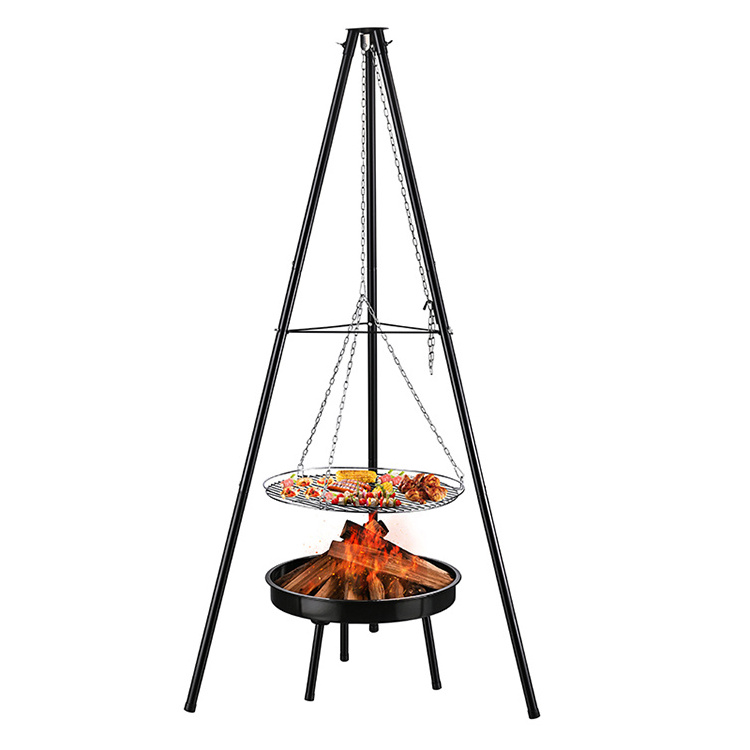 Outdoor garden heater fireplace bbq picnic black german fire pit swing hanging grill tripod barbecue grill