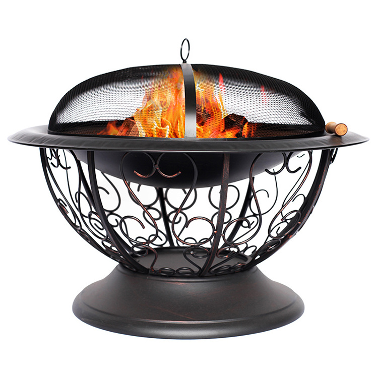 30-inch Outdoor Heater Smokeless Round Steel Wood Burning Fire Bowl with Screen and Cover