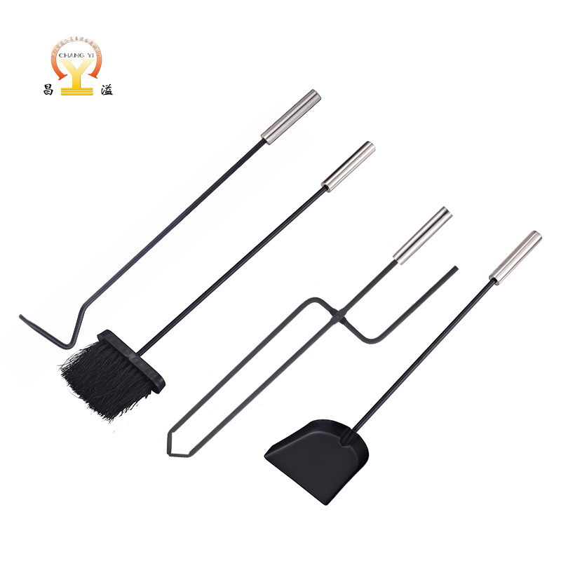 5 Pieces Fireplace Tools Set Indoor Wrought Iron Fire Set Fire Place Pit fireplace tools wood