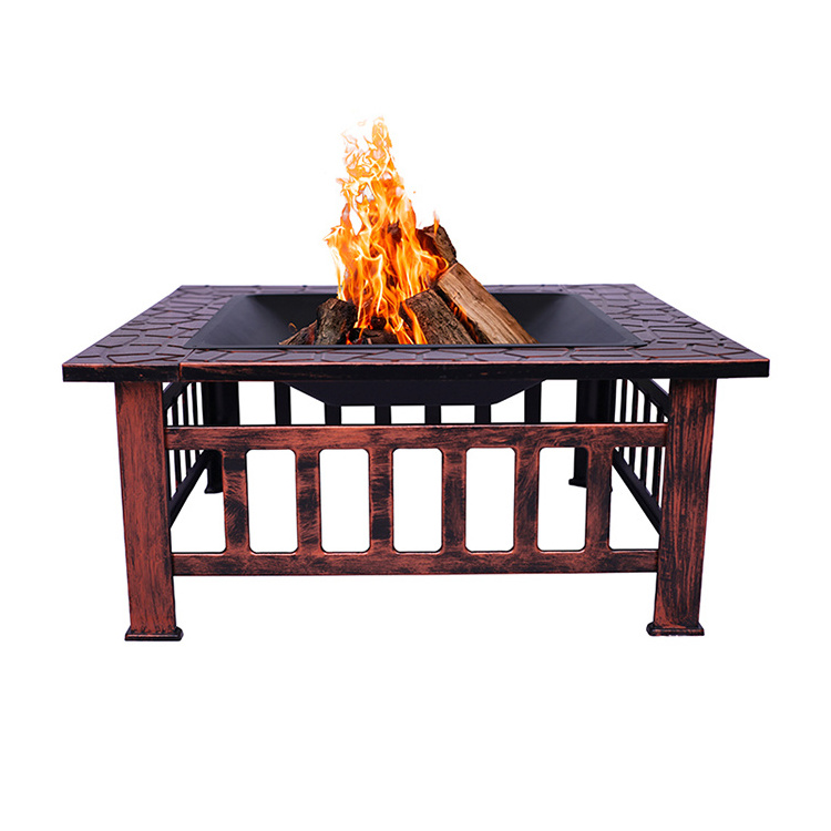 B Indoor Stainless Steel Round Wood Burning Tabletop Fire Pit Bowl Folding Kit Patio Furniture Sets With Fire Pit Burner Outdoor