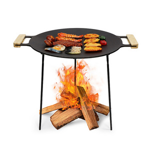 Outdoor Camping Picnic Portable Cast Iron Fire Pit BBQ Grill Multifunctional Charcoal Barbecue Grills