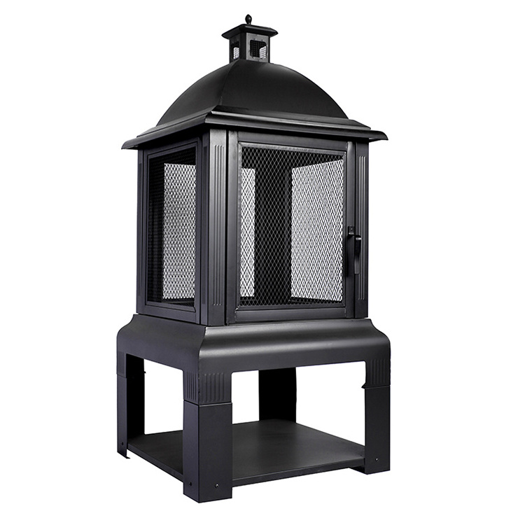 Large Outdoor Steel Heater Multifunctional Square Fireplace Wood Burning Fire Pits