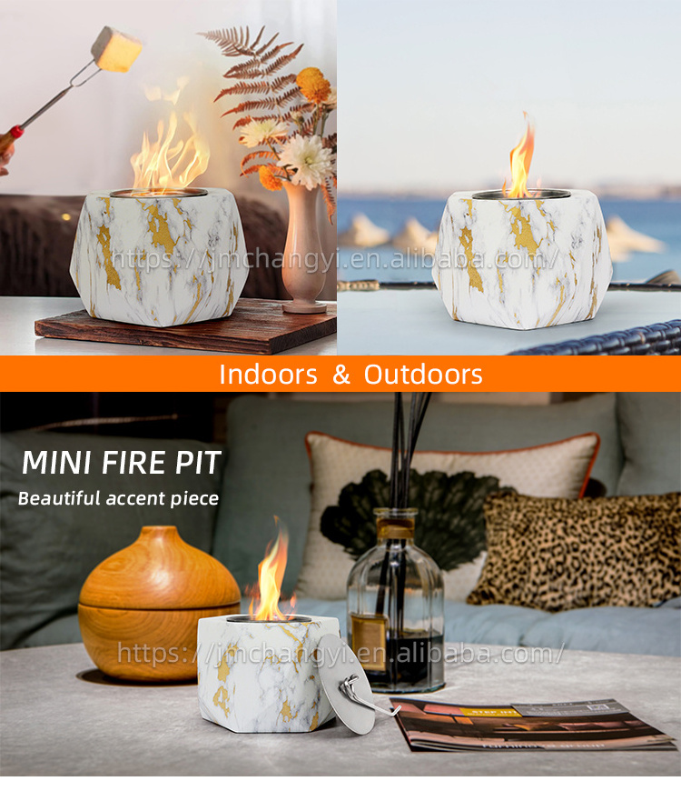 Indoor Table Decoration Desktop Fireplace Mini Outdoor Portable Bio Ethanol Concrete Cement Fireplace Tabletop Fire Pit