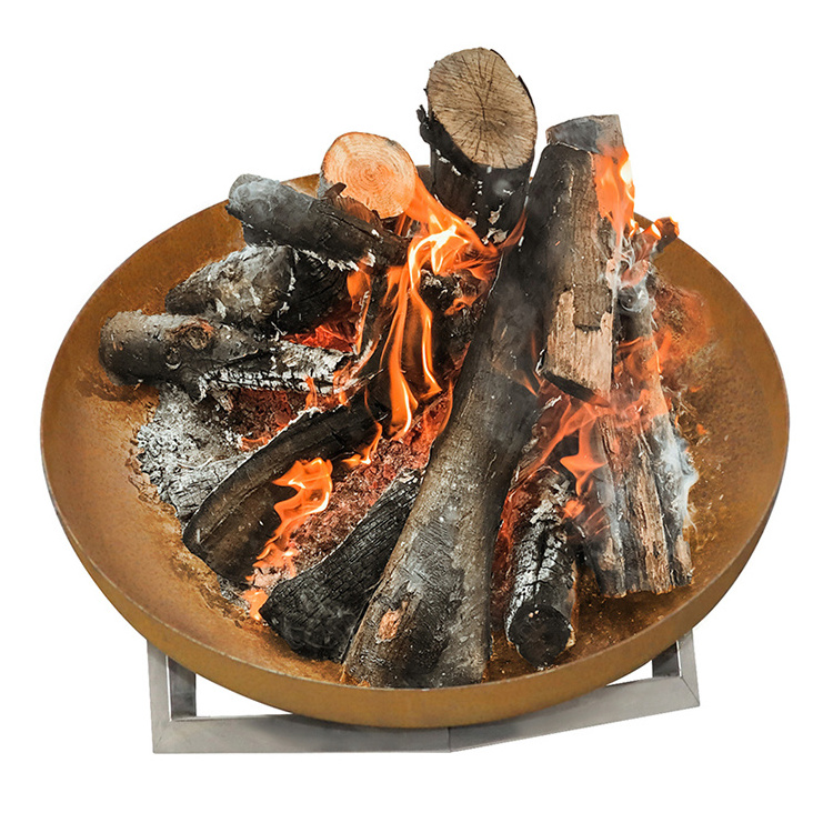 Round Metal Patio Furniture Firepit Metal Rusty Outdoor Heater Multifunctional Wood Burning Fire Bowl