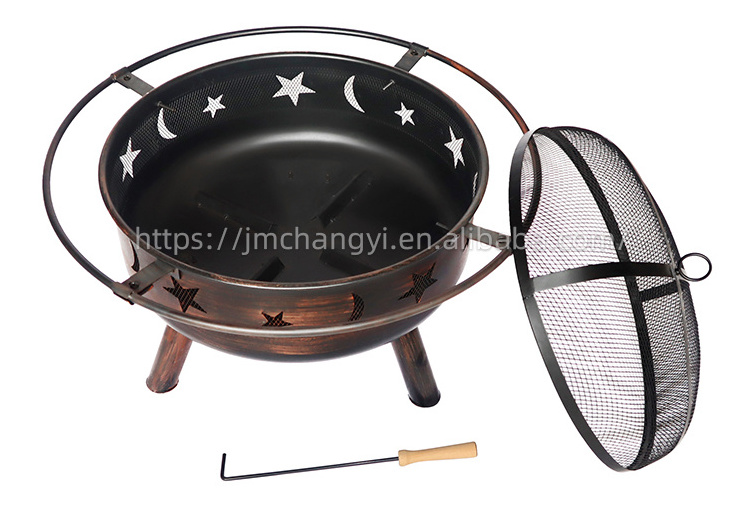 Outdoor Charcoal Round Fire Pit Garden Patio Heater Wood Burning Fireplace with Lid