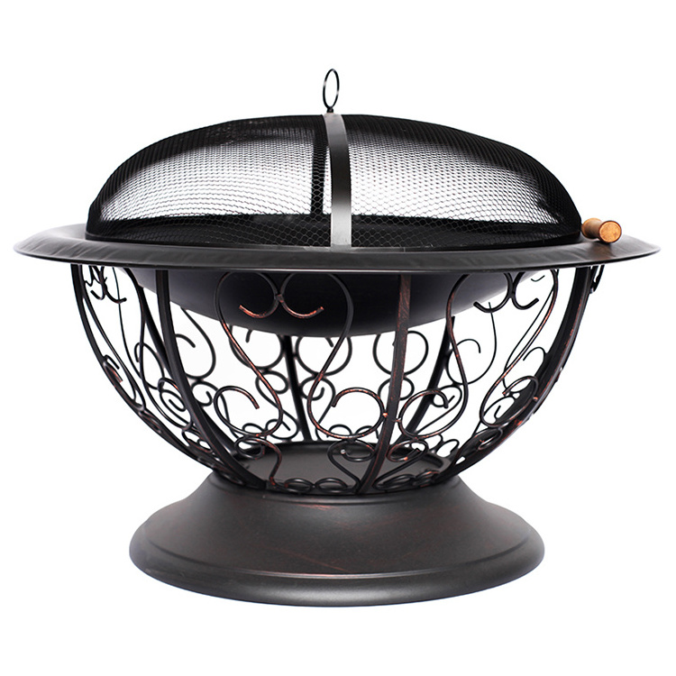 Patio Outdoor Heaters Metal Round Charcoal Fire Pit Large Wood Burning Fire Bowl With Cover