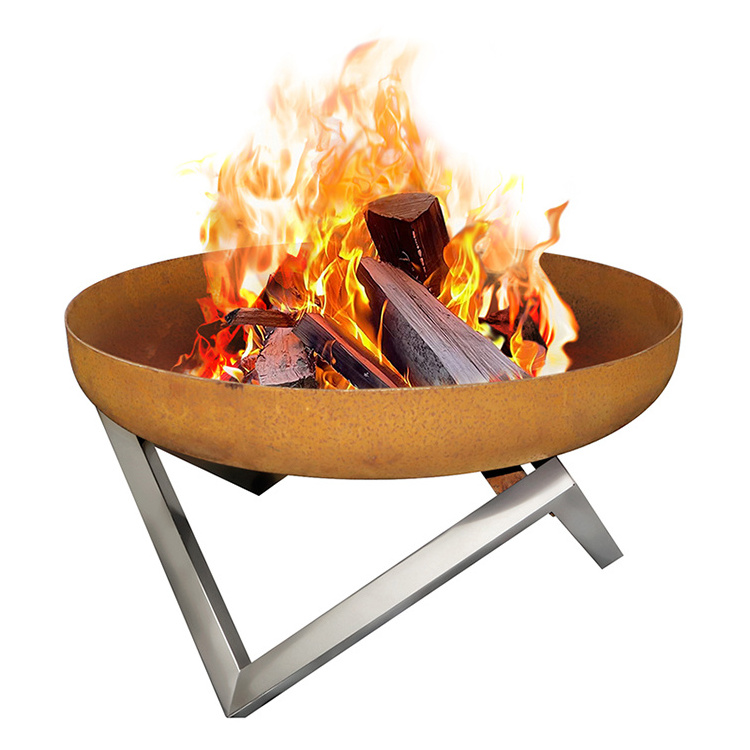 Round Metal Patio Furniture Firepit Metal Rusty Outdoor Heater Multifunctional Wood Burning Fire Bowl