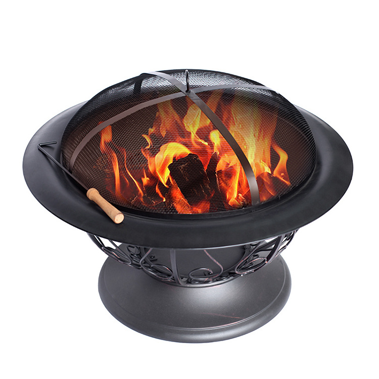 Patio Outdoor Heaters Metal Round Charcoal Fire Pit Large Wood Burning Fire Bowl With Cover