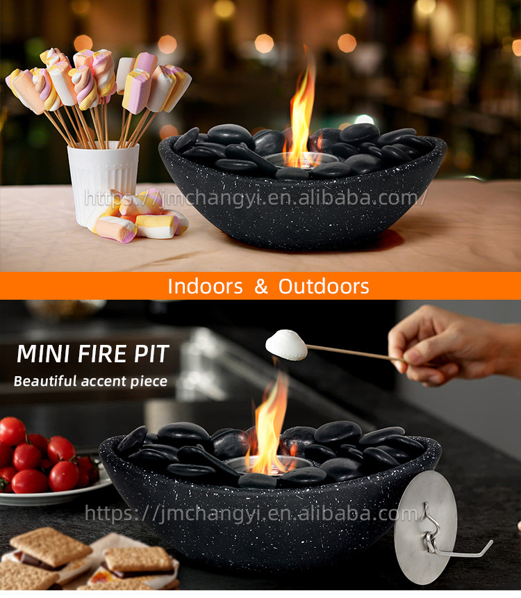 indoor modern tabletop concrete cement fireplace portable heater fire bowl outdoor Bio ethanol table top fire pit