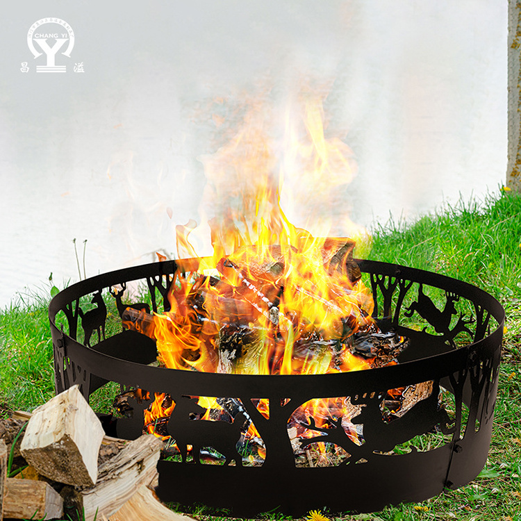 Outdoor square metal wood burning firepit garden table camping large fire pit ring set