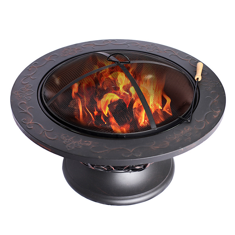 Garden Patio Outdoor Smokerless Heater Wood Burning Fireplace Charcoal Fire Pit with Mesh Cover