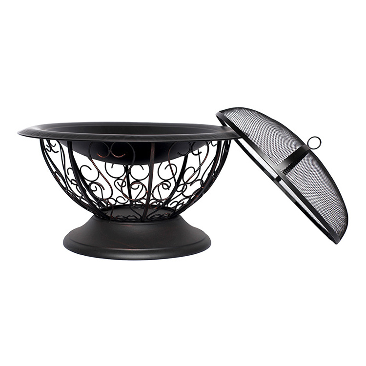 30-inch Outdoor Heater Smokeless Round Steel Wood Burning Fire Bowl with Screen and Cover