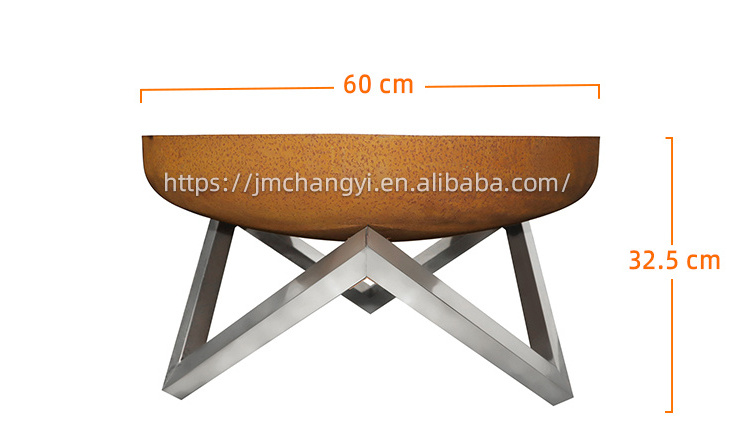 outdoor dining table with top Metal Rusty fire pits ring fireplace wood round metal patio furniture firepit