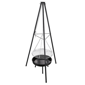 Adjustable Height Portable Barbecue Firepit Hanging Tripod Charcoal Camping BBQ Grill