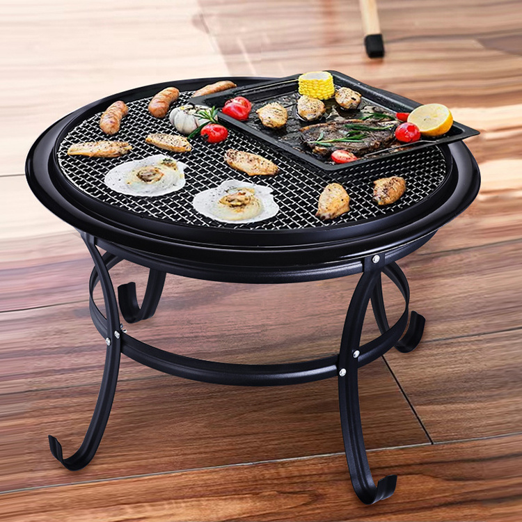 3 in 1 Large Steel Wood Burning Fire Pit with Barbecue Roasting Grill Outdoor Backyard Table top Fire Pit outdoor