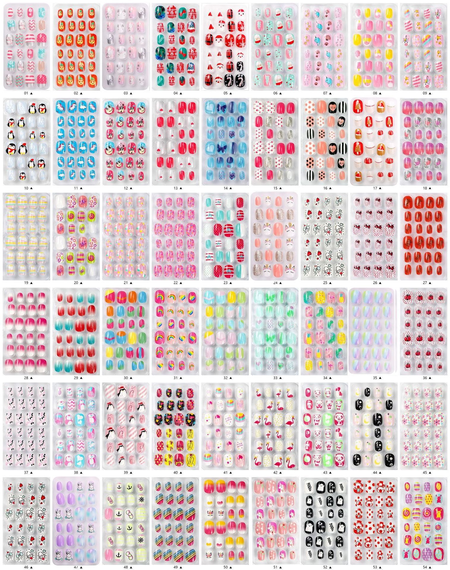 24Pcs Press on Nail Full Cover Artificial Children Nails Lovely Gift for Children Little Girls Kids False Nail