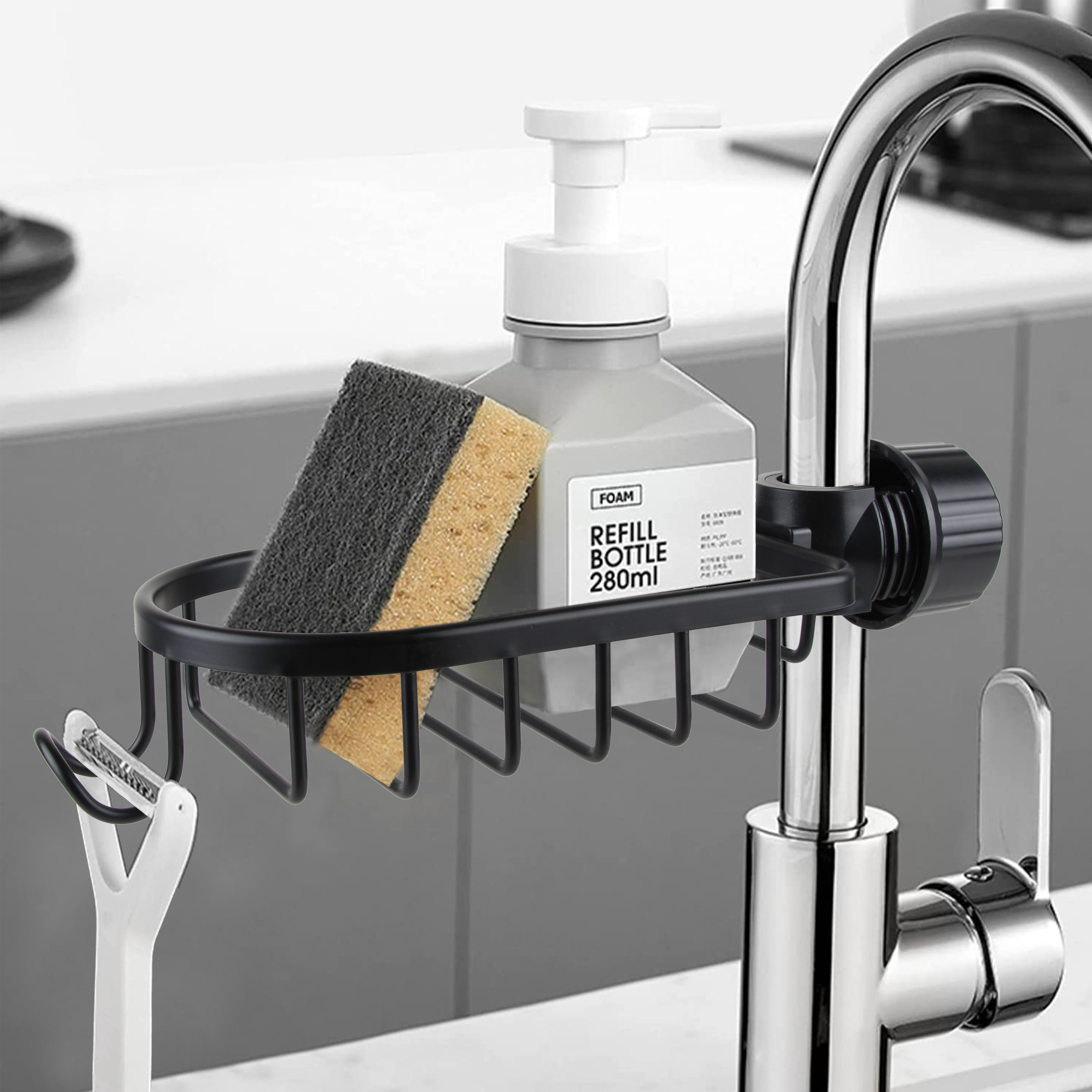 Hiqh Quality Aluminum Sink Drain Rack Soap Drainer Shelf Basket Organizer Kitchen Sponge Faucet Holder