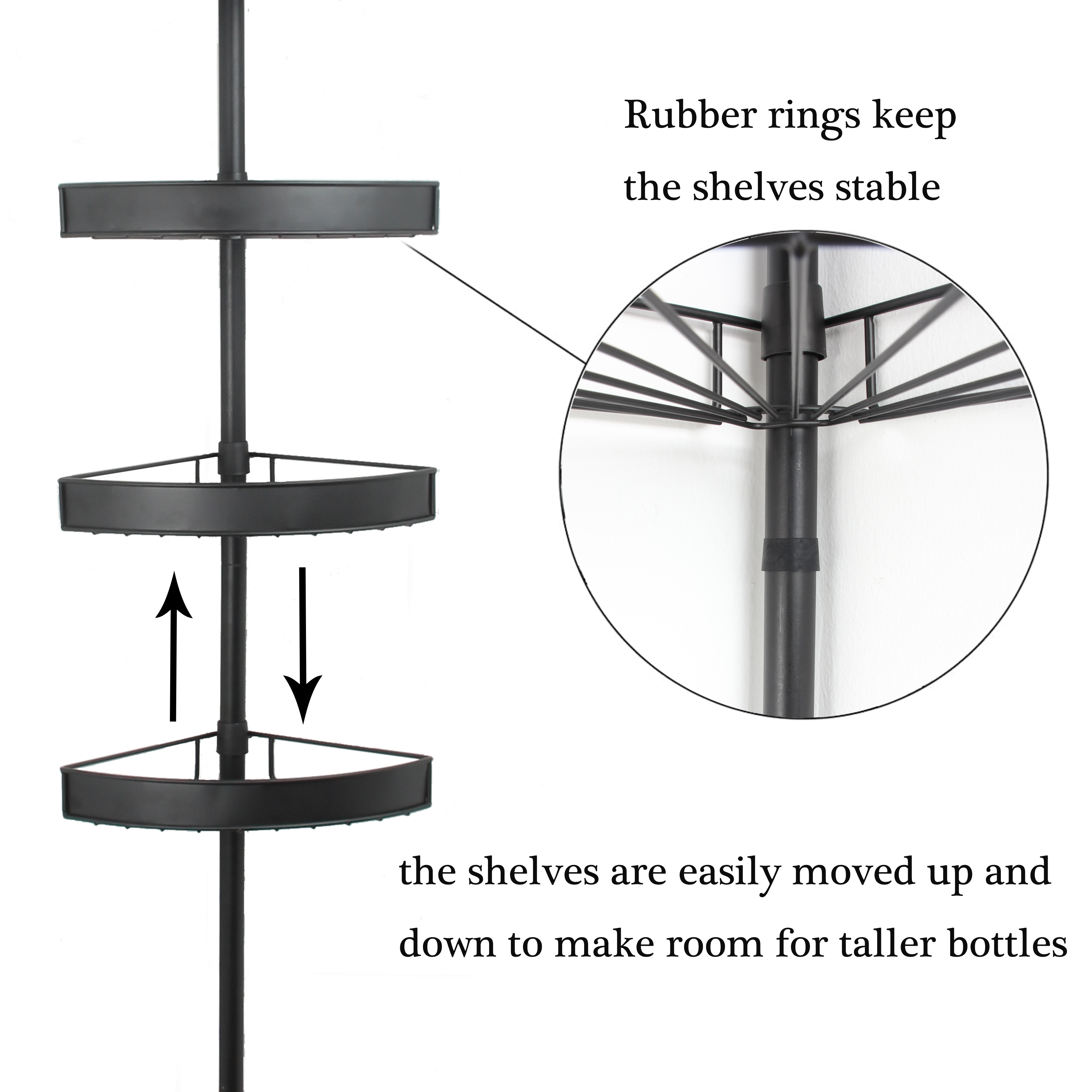 Brand New Hotel Modern Wall Mount Bathroom Storage Rack Shelf Holders 4 Tier Corner Shelf Tension Pole Shower Caddy