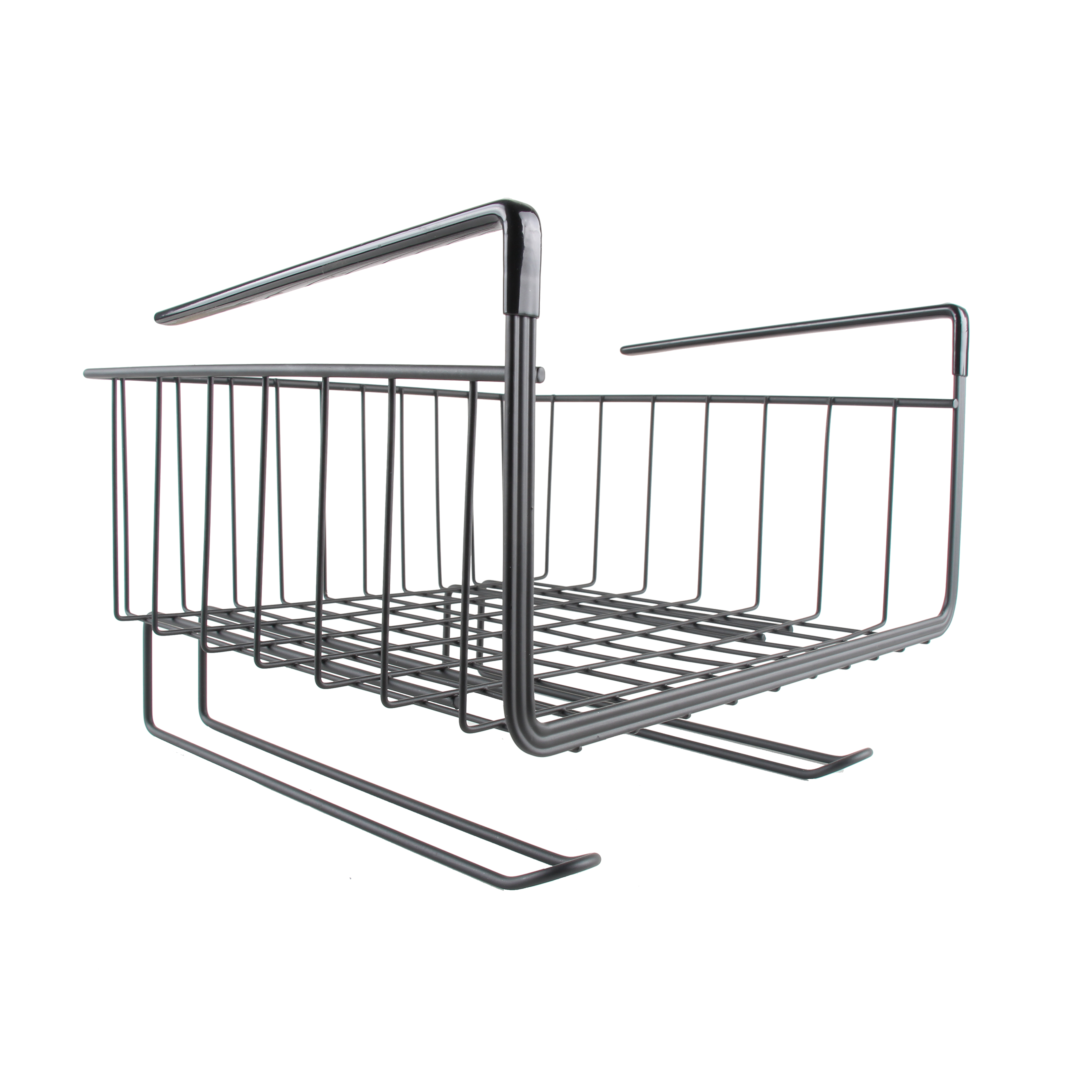 Multifunctional Kitchen Cabinet Wire Storage Baskets Organizer Black Metal Hanging Basket Under Shelf Storage Basket