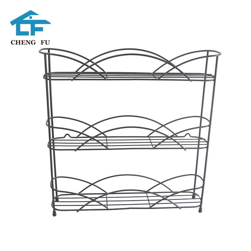 Hot sale cabinet accessories kitchen organizer storage shelf adjustable expandable stand metal 3 tier wire wall jar spice rack