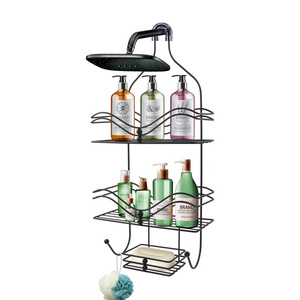 3 Tier Black Wall Mounted Metal Mesh Hanging Bathroom Storage Rack Shelves Shower Caddy