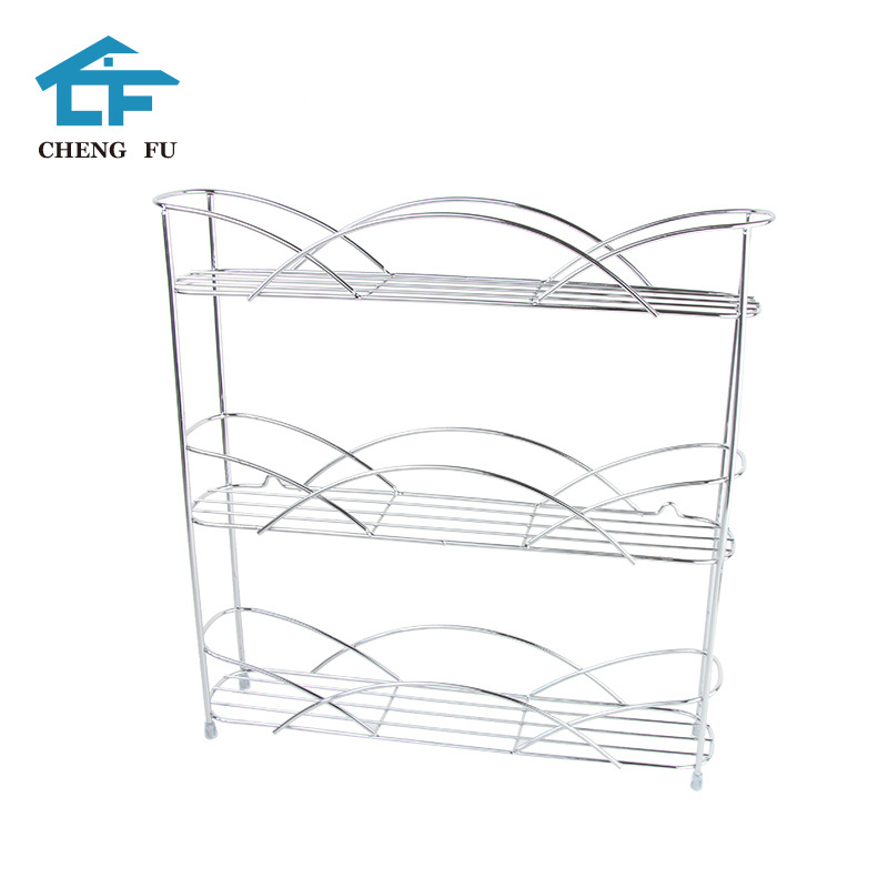 Hot sale cabinet accessories kitchen organizer storage shelf adjustable expandable stand metal 3 tier wire wall jar spice rack