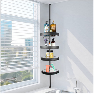 Brand New Hotel Modern Wall Mount Bathroom Storage Rack Shelf Holders 4 Tier Corner Shelf Tension Pole Shower Caddy