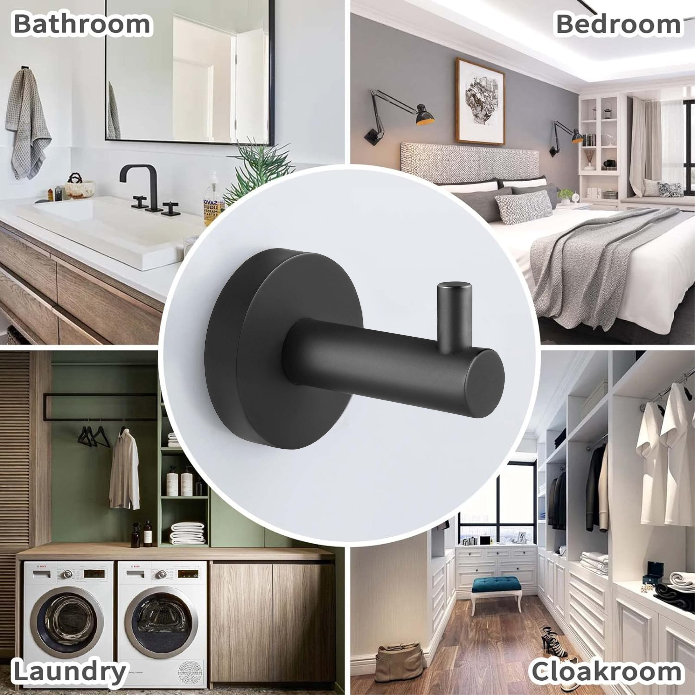 Heavy Duty Premium 304 Stainless Steel Wall Mount Single Robe Coat Towel Hook Wall Hanger