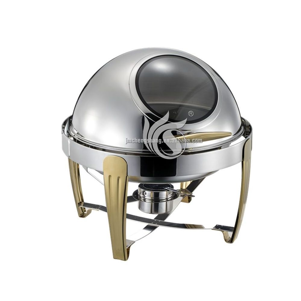 Round Chafing Dish With Glass Window Lid Used Restaurant Equipment