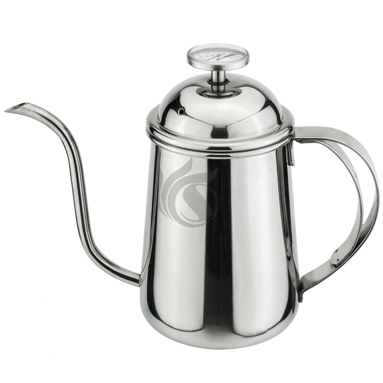 Home Gift Stainless Steel Pour Over Coffee Drip Kettle Dripper Thermometer 304 Metal Gooseneck Coffee Drip Coffee Pot