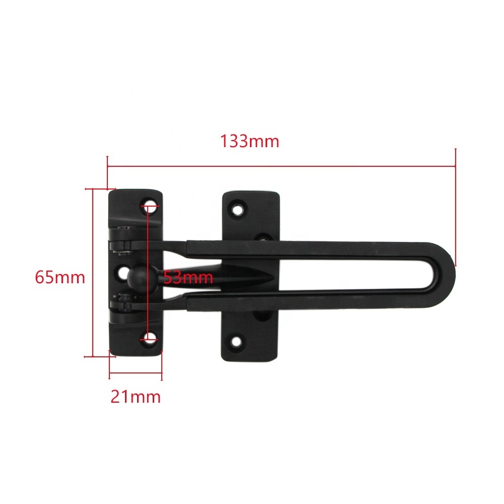 Heavy duty gold black color slide bolt entry security door guard Hotel Home Security Swing Bar Latch Guard Door Lock with Rubber